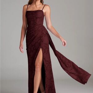 Azazie Burgundy Maxi Dress